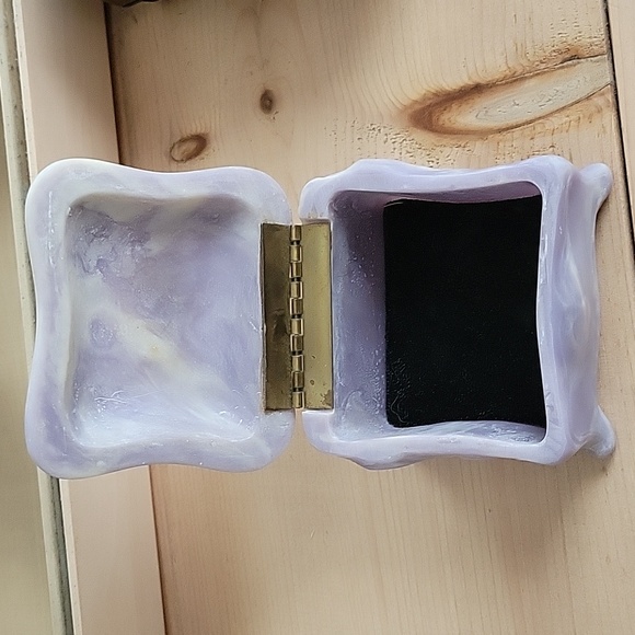 Vintage Incolay Stone Lavender Purple Jewelry Trinket Box - Picture 3 of 7